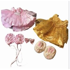 Build A Bear Clothes Lot Disney Belle Princess Dress Tutu Bunny Slippers BABW